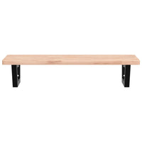 Ripiano a Parete per Lavabo in Acciaio e Massello di Faggio 3302355