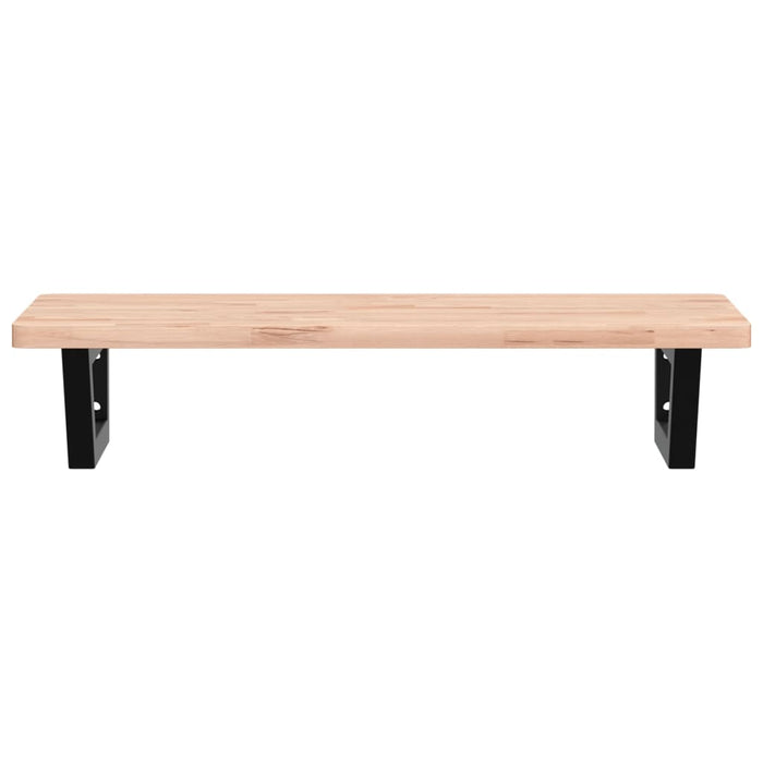 Ripiano a Parete per Lavabo in Acciaio e Massello di Faggio 3302355