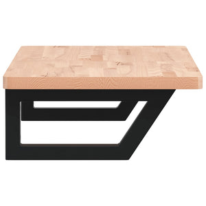 Ripiano a Parete per Lavabo in Acciaio e Massello di Faggio 3302355