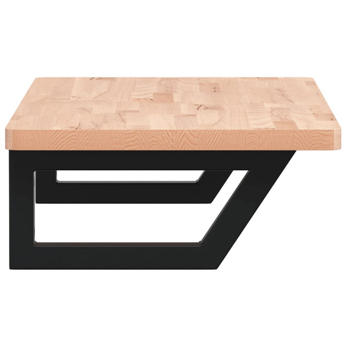 Ripiano a Parete per Lavabo in Acciaio e Massello di Faggio