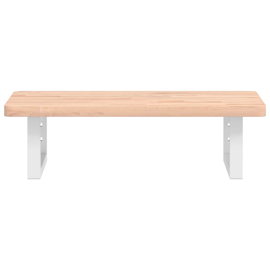 Ripiano a Parete per Lavabo in Acciaio e Massello di Faggio 3302356