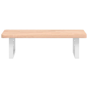 Ripiano a Parete per Lavabo in Acciaio e Massello di Faggio 3302356