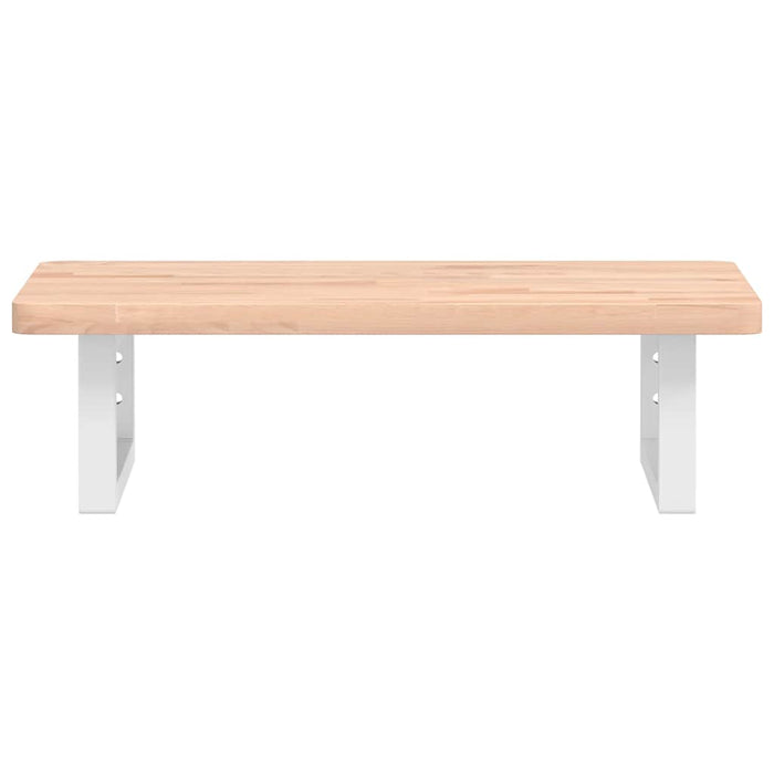 Ripiano a Parete per Lavabo in Acciaio e Massello di Faggio 3302356