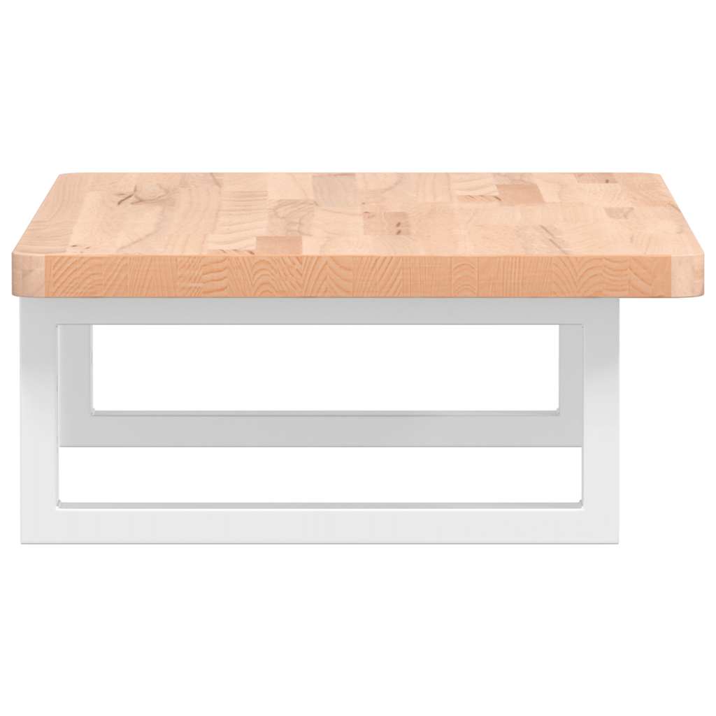 Ripiano a Parete per Lavabo in Acciaio e Massello di Faggio 3302356