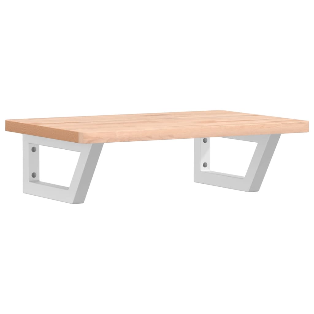 Ripiano a Parete per Lavabo in Acciaio e Massello di Faggio 3302358