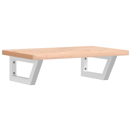 Ripiano a Parete per Lavabo in Acciaio e Massello di Faggio 3302358