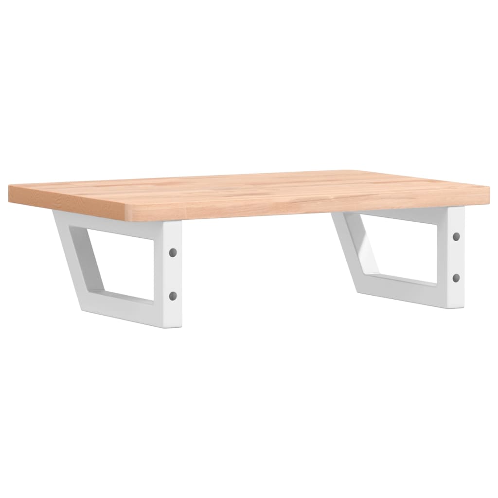 Ripiano a Parete per Lavabo in Acciaio e Massello di Faggio 3302358