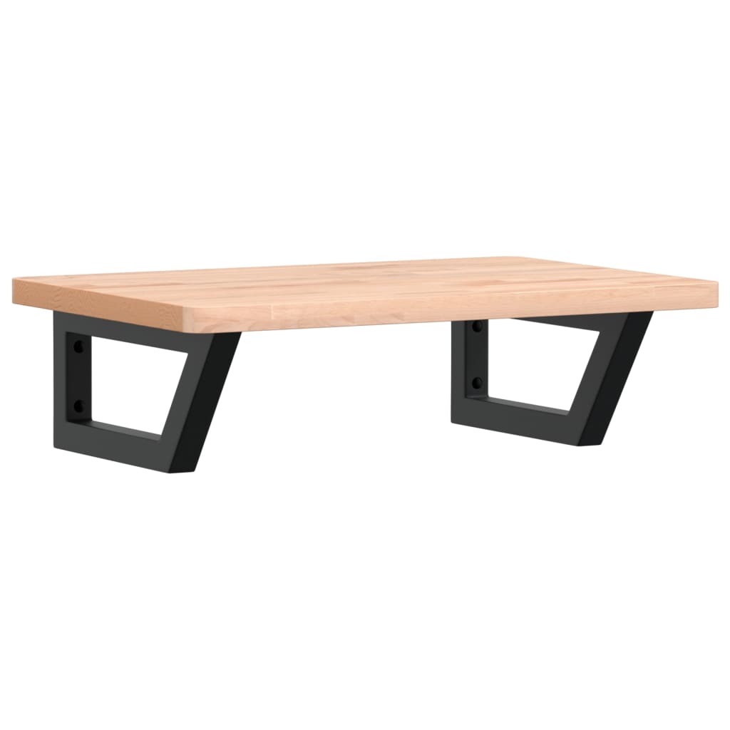 Ripiano a Parete per Lavabo in Acciaio e Massello di Faggio 3302359