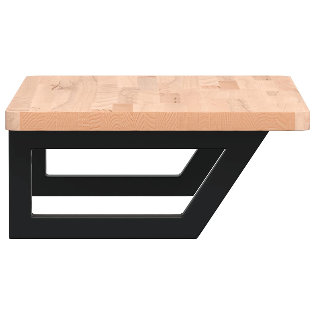 Ripiano a Parete per Lavabo in Acciaio e Massello di Faggio 3302359