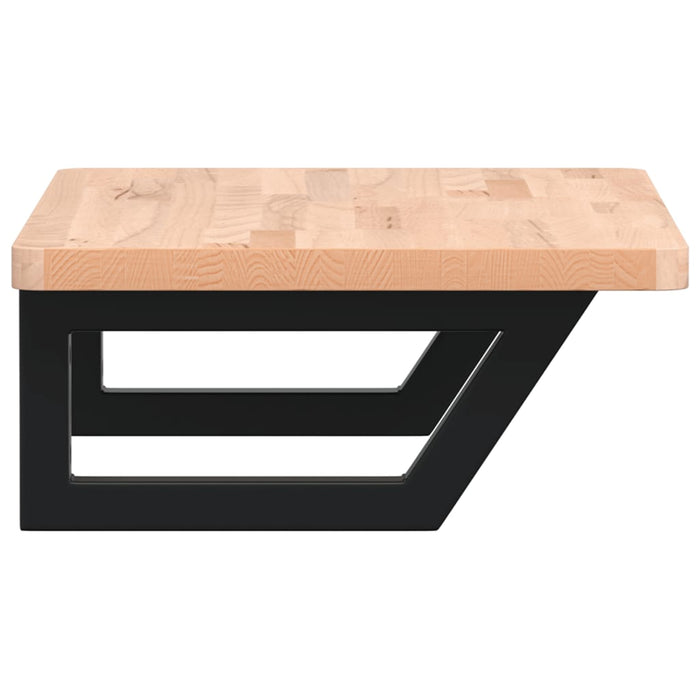 Ripiano a Parete per Lavabo in Acciaio e Massello di Faggio 3302359