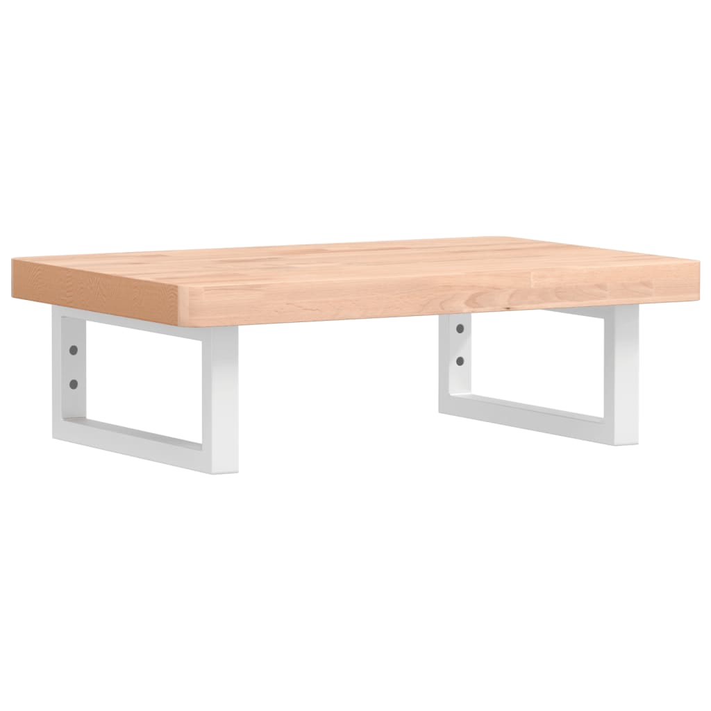 Ripiano a Parete per Lavabo-Mensole a Muro in Acciaio e Massello di Faggio 135685