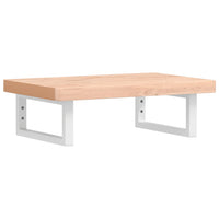 Ripiano a Parete per Lavabo-Mensole a Muro in Acciaio e Massello di Faggio 135685