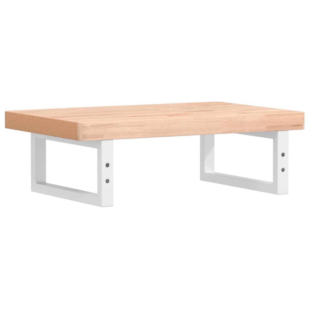 Ripiano a Parete per Lavabo-Mensole a Muro in Acciaio e Massello di Faggio 135685