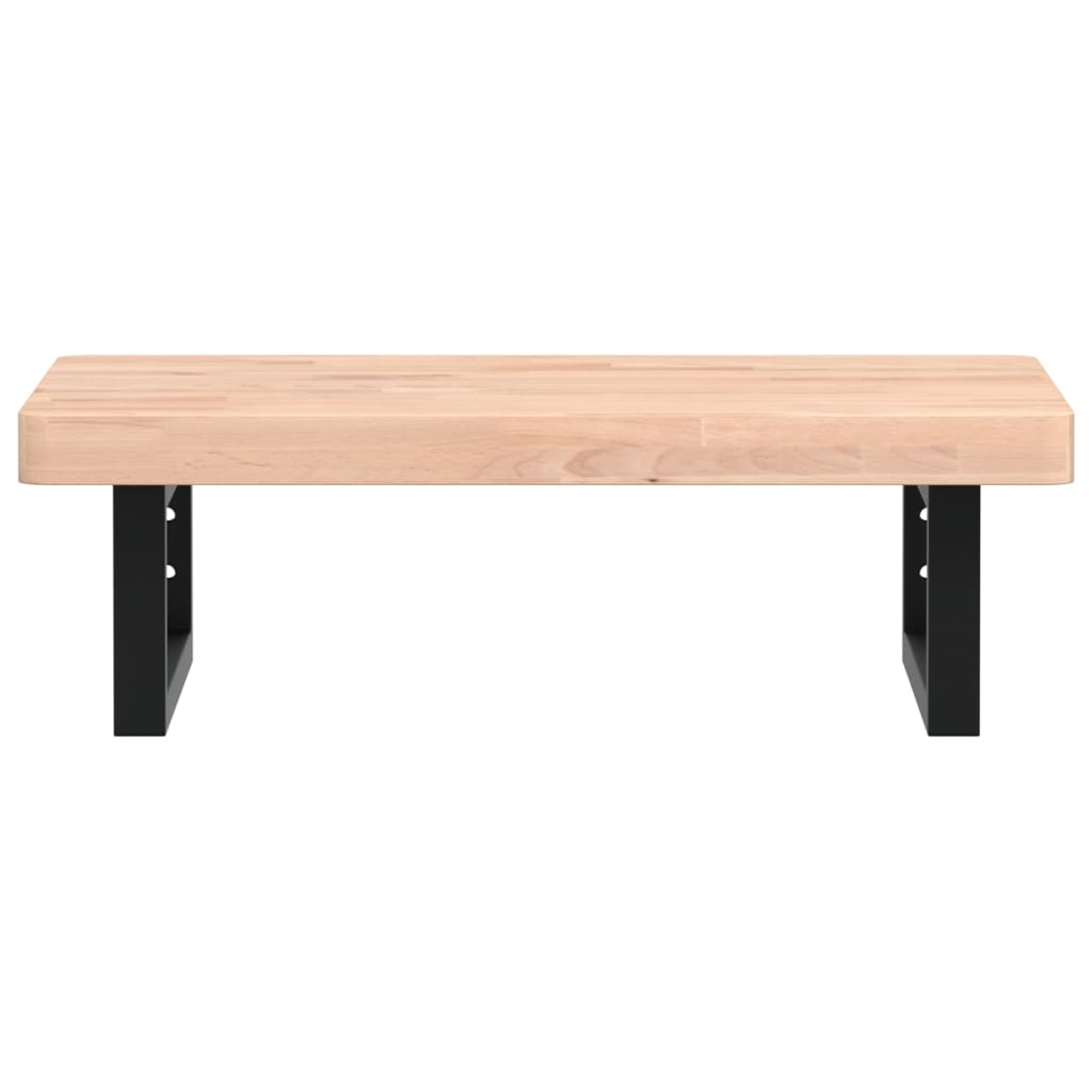 Ripiano a Parete per Lavabo in Acciaio e Massello di Faggio