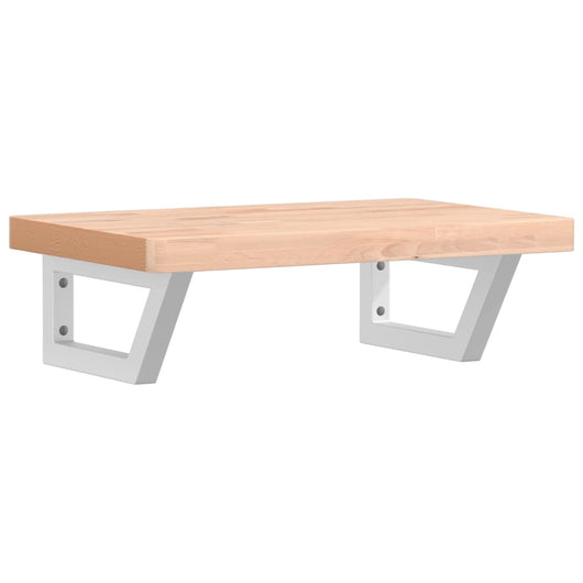 Ripiano a Parete per Lavabo-Mensole a Muro in Acciaio e Massello di Faggio 178347