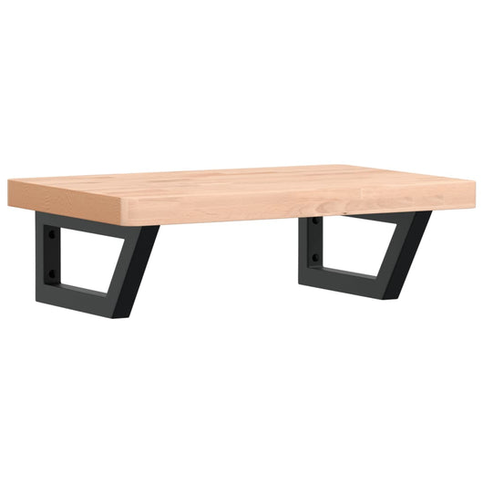 Ripiano a Parete per Lavabo-Mensole a Muro in Acciaio e Massello di Faggio 322751