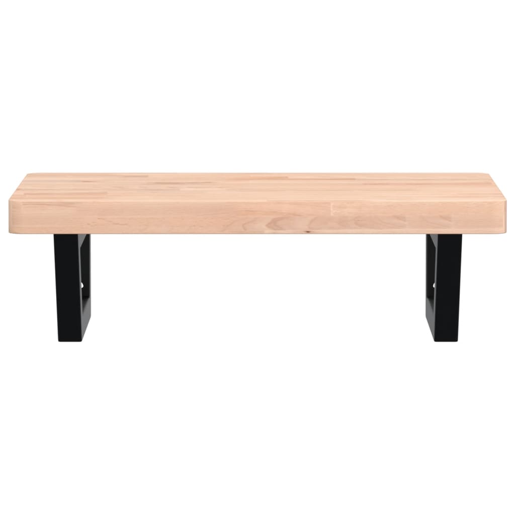 Ripiano a Parete per Lavabo in Acciaio e Massello di Faggio