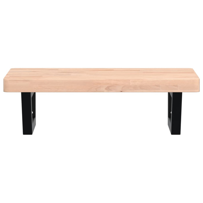 Ripiano a Parete per Lavabo in Acciaio e Massello di Faggio