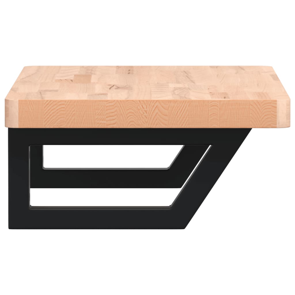 Ripiano a Parete per Lavabo in Acciaio e Massello di Faggio