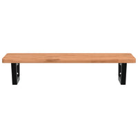 Ripiano a Parete per Lavabo in Acciaio e Massello di Faggio 3302367