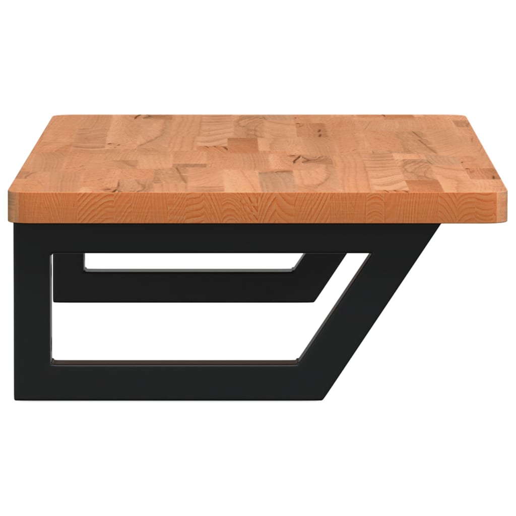 Ripiano a Parete per Lavabo in Acciaio e Massello di Faggio 3302367