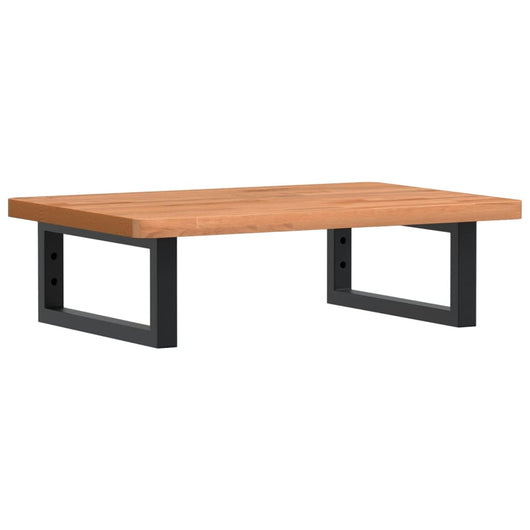 Ripiano a Parete per Lavabo in Acciaio e Massello di Faggio