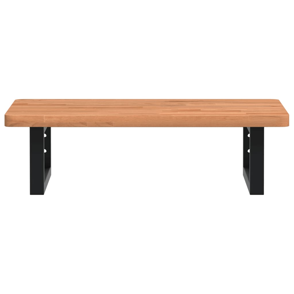 Ripiano a Parete per Lavabo in Acciaio e Massello di Faggio