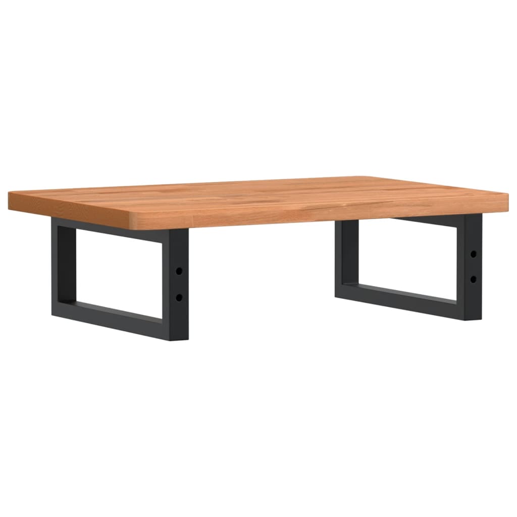 Ripiano a Parete per Lavabo in Acciaio e Massello di Faggio