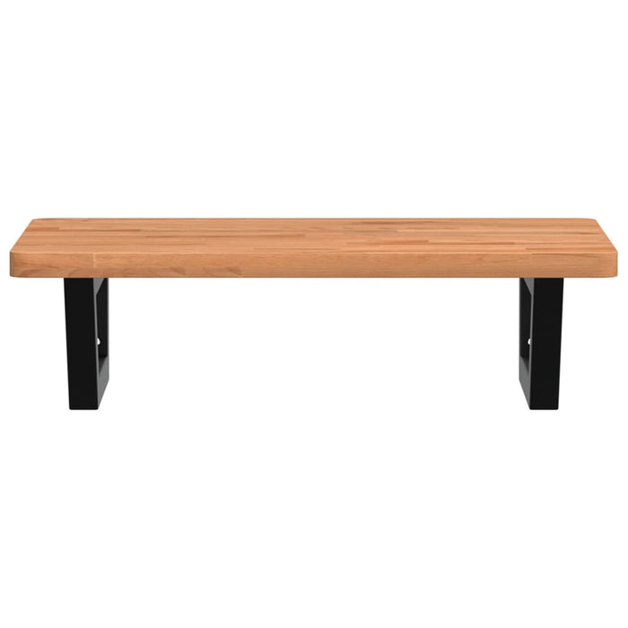 Ripiano a Parete per Lavabo in Acciaio e Massello di Faggio 3302371