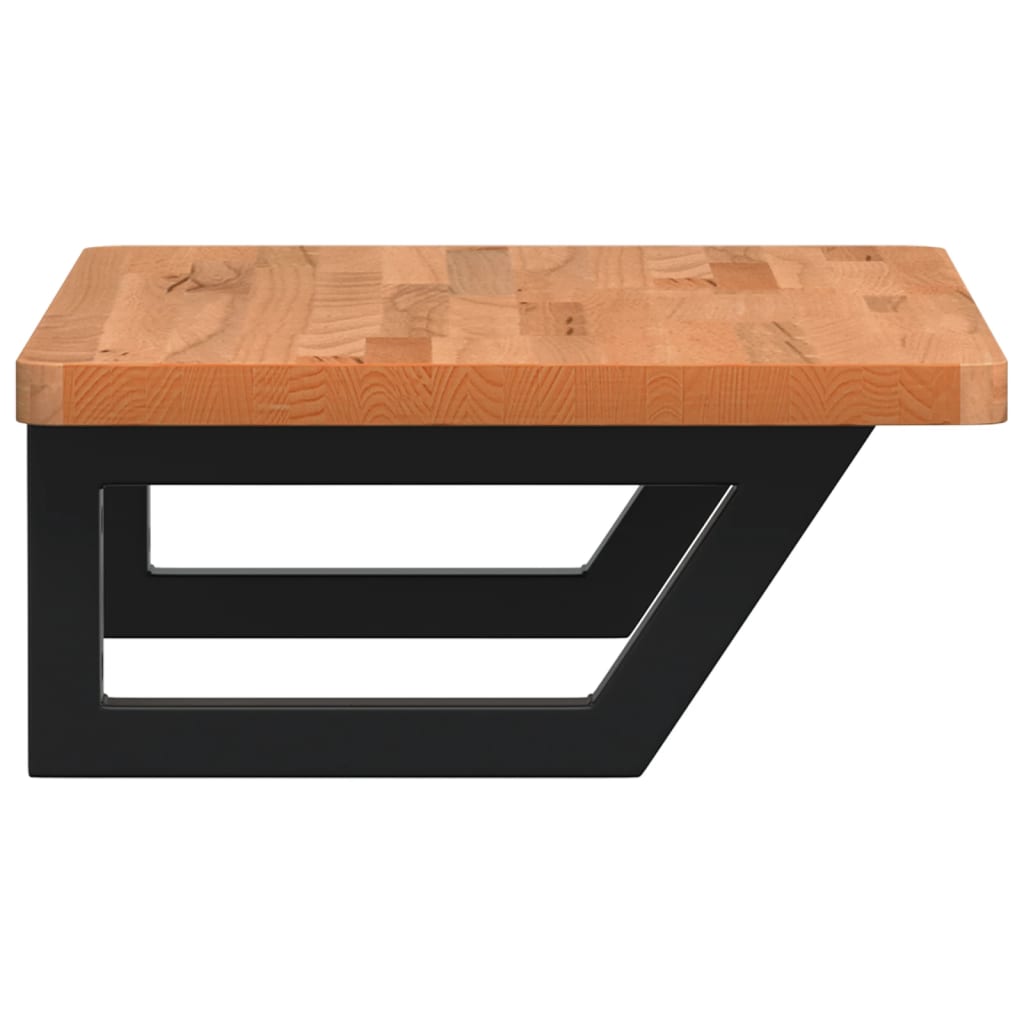 Ripiano a Parete per Lavabo in Acciaio e Massello di Faggio 3302371