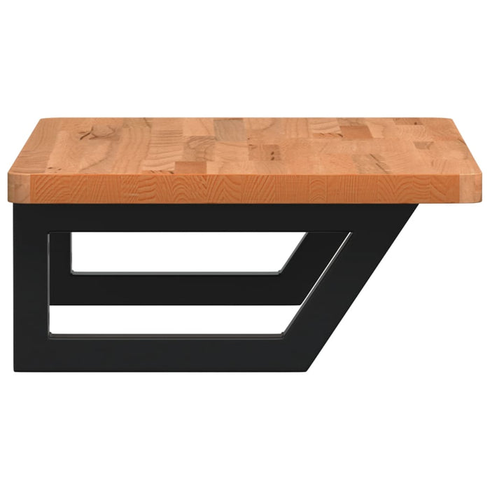 Ripiano a Parete per Lavabo in Acciaio e Massello di Faggio 3302371