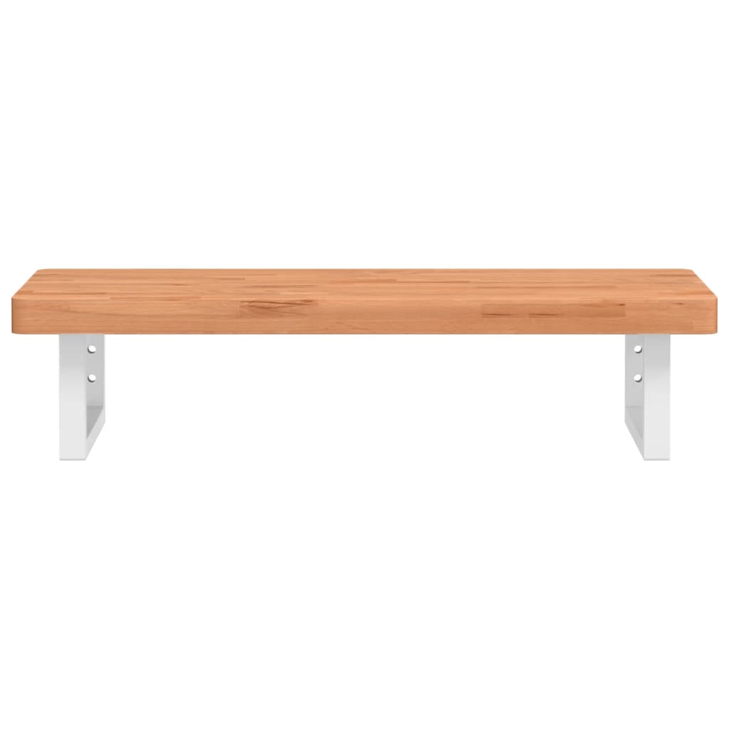 Ripiano a Parete per Lavabo in Acciaio e Massello di Faggio 3302372