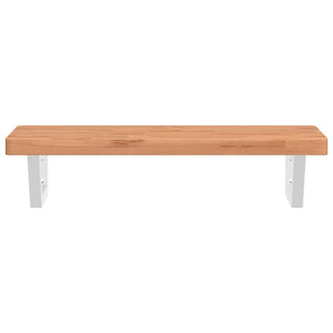 Ripiano a Parete per Lavabo in Acciaio e Massello di Faggio 3302374