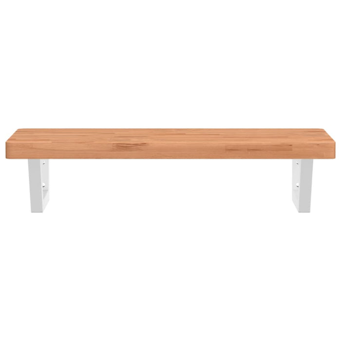 Ripiano a Parete per Lavabo in Acciaio e Massello di Faggio 3302374