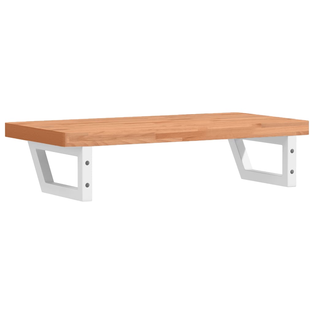 Ripiano a Parete per Lavabo in Acciaio e Massello di Faggio 3302374