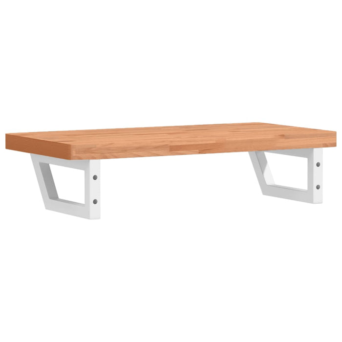 Ripiano a Parete per Lavabo in Acciaio e Massello di Faggio 3302374