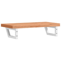 Ripiano a Parete per Lavabo in Acciaio e Massello di Faggio