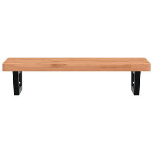 Ripiano a Parete per Lavabo in Acciaio e Massello di Faggio 3302375