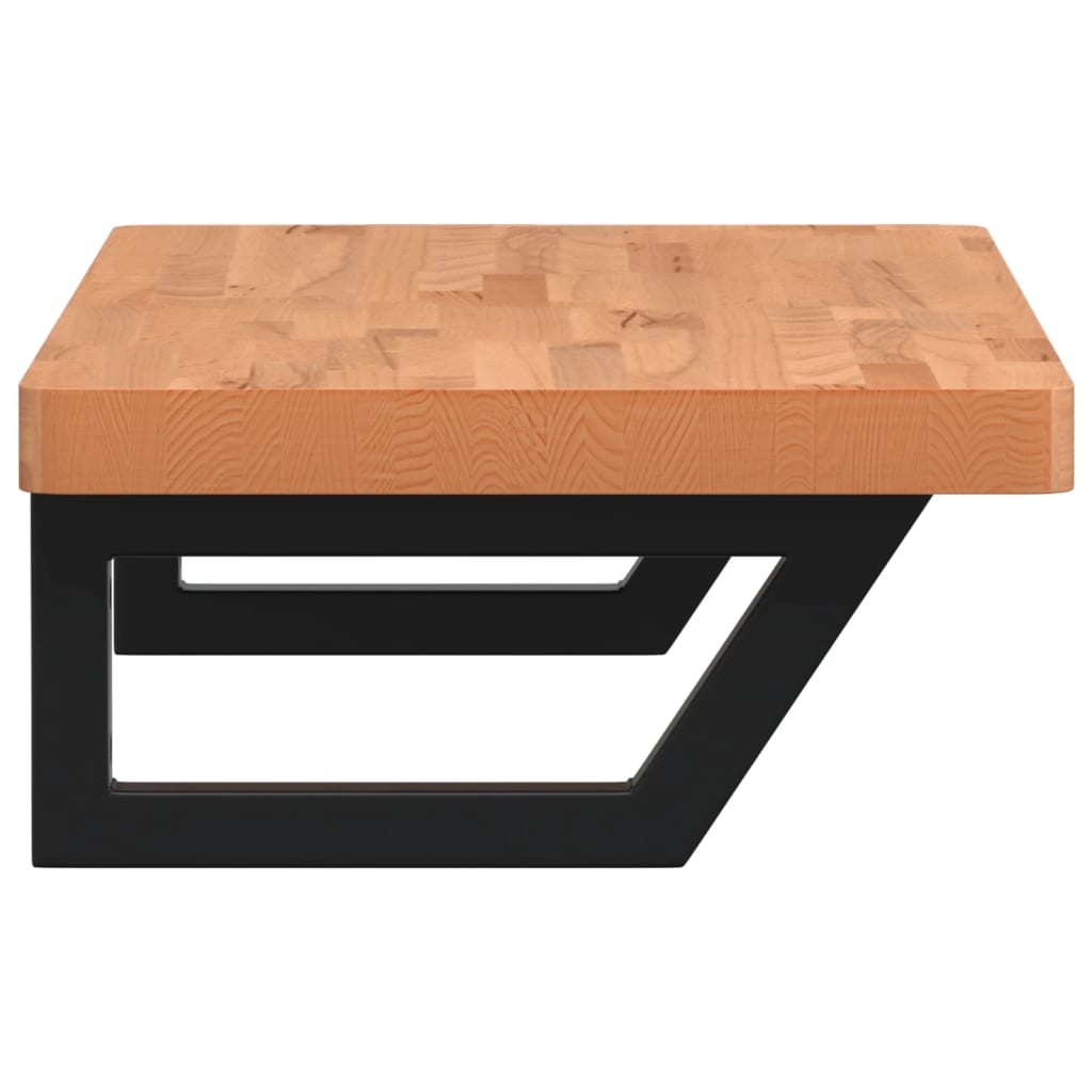 Ripiano a Parete per Lavabo in Acciaio e Massello di Faggio 3302375