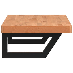 Ripiano a Parete per Lavabo in Acciaio e Massello di Faggio 3302375