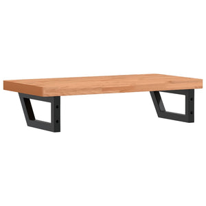 Ripiano a Parete per Lavabo in Acciaio e Massello di Faggio 3302375