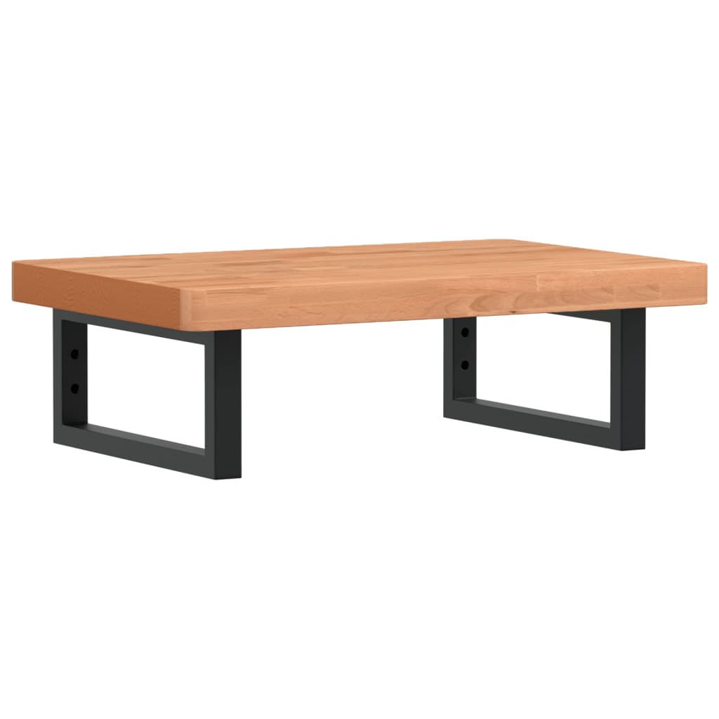 Ripiano a Parete per Lavabo in Acciaio e Massello di Faggio 3302377