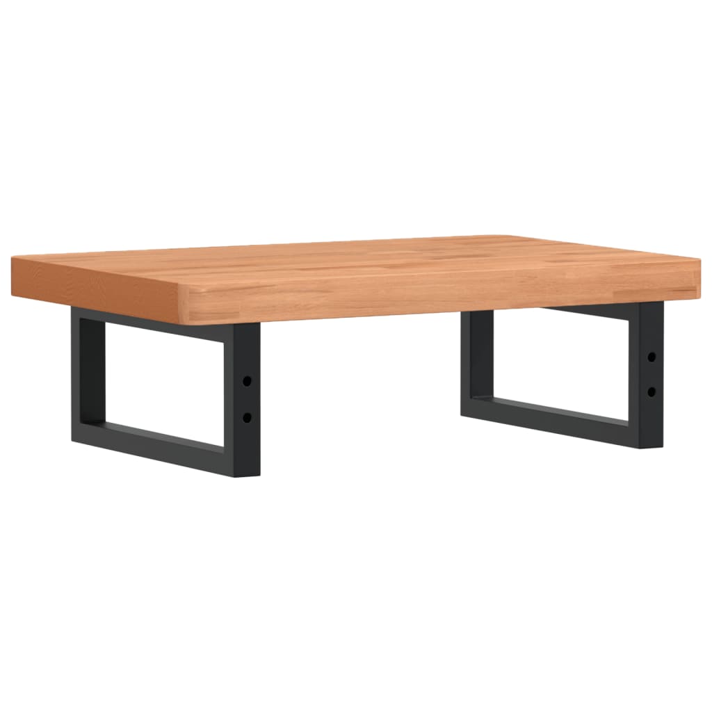 Ripiano a Parete per Lavabo in Acciaio e Massello di Faggio 3302377