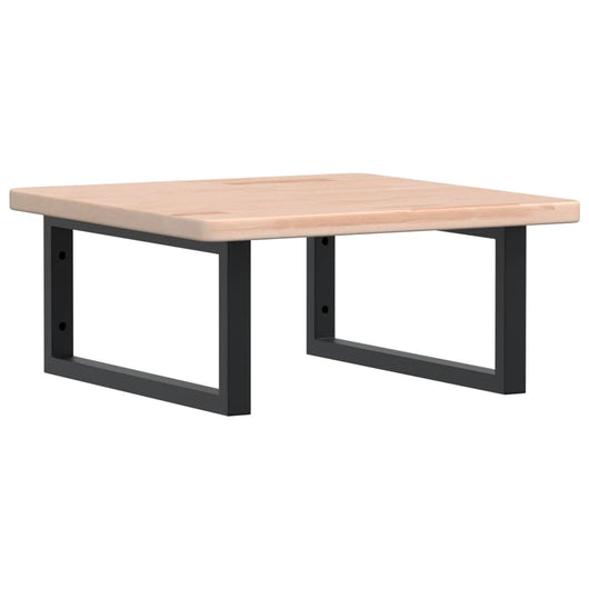 Ripiano a Parete per Lavabo in Acciaio e Massello di Rovere