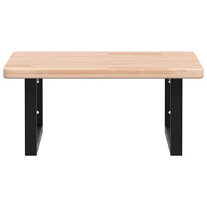 Ripiano a Parete per Lavabo in Acciaio e Massello di Rovere 3302381