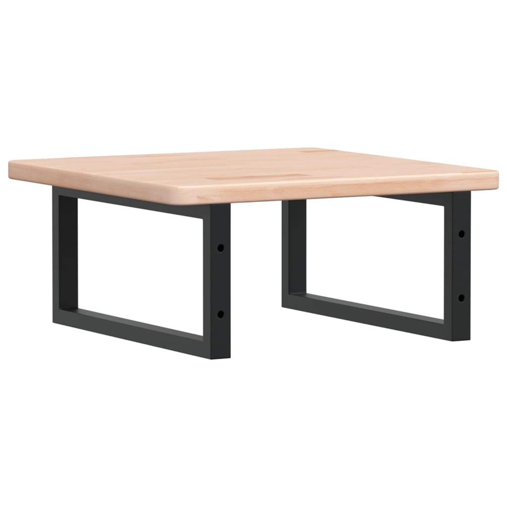 Ripiano a Parete per Lavabo in Acciaio e Massello di Rovere 3302381