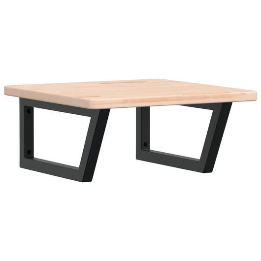 Ripiano a Parete per Lavabo-Mensole a Muro in Acciaio e Massello di Rovere 156276