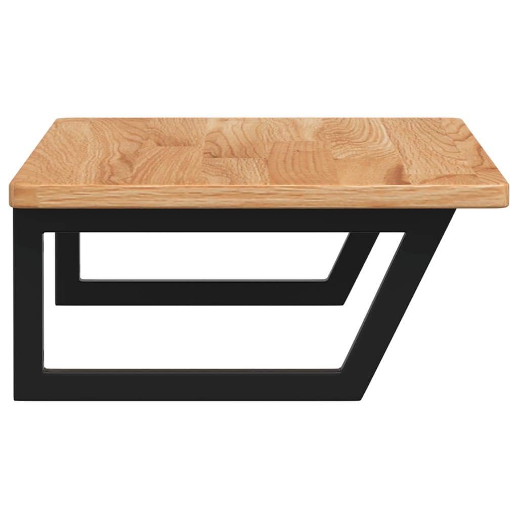 Ripiano a Parete per Lavabo-Mensole a Muro in Acciaio e Massello di Rovere 589816