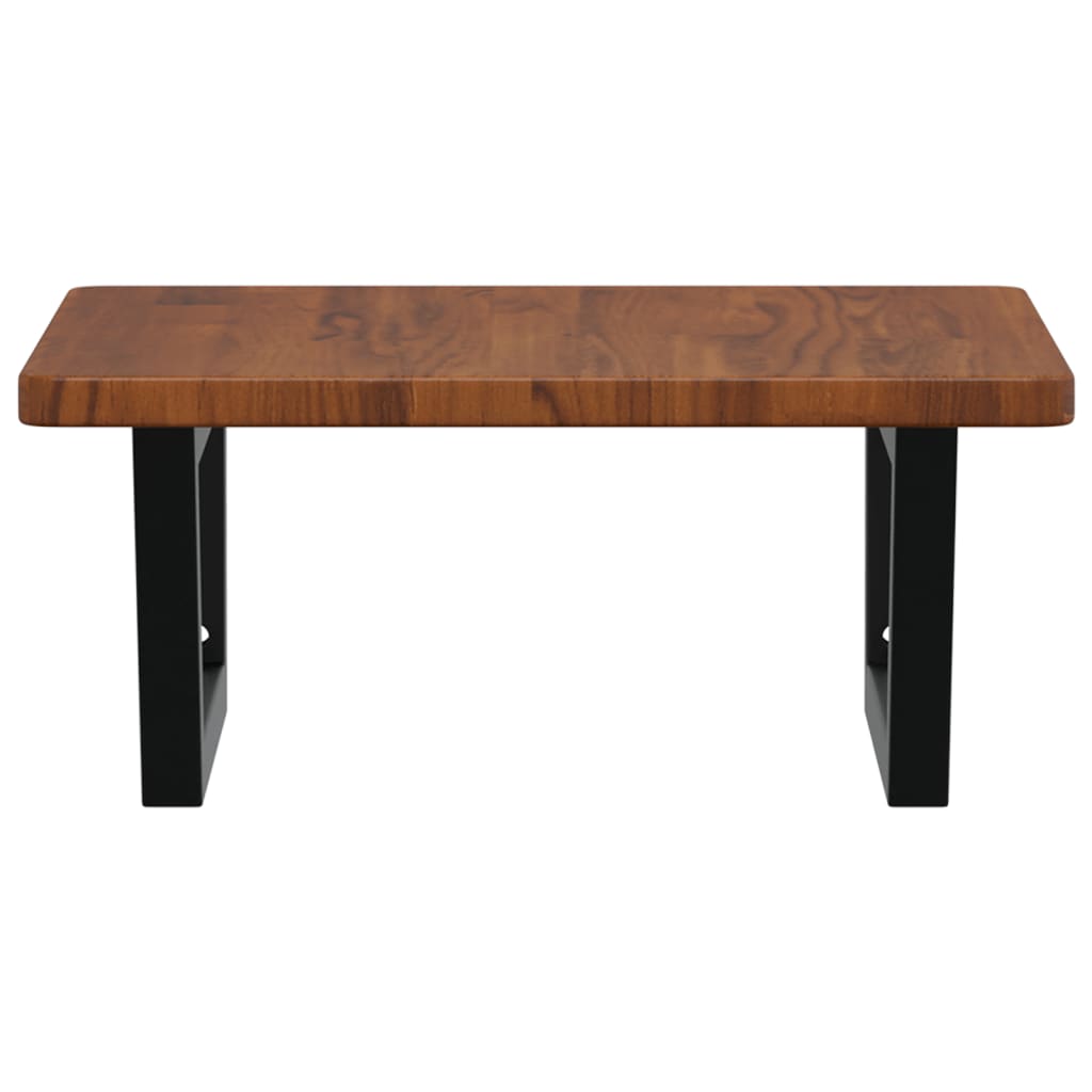 Ripiano a Parete per Lavabo in Acciaio e Massello di Rovere 3302403