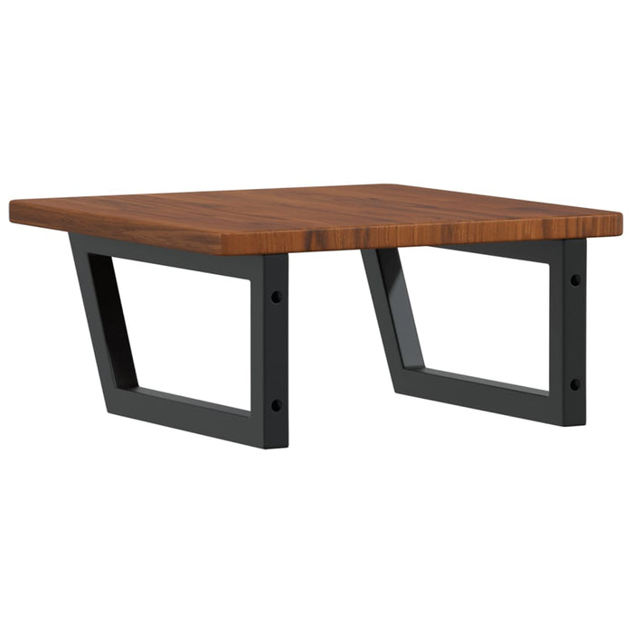 Ripiano a Parete per Lavabo in Acciaio e Massello di Rovere 3302403